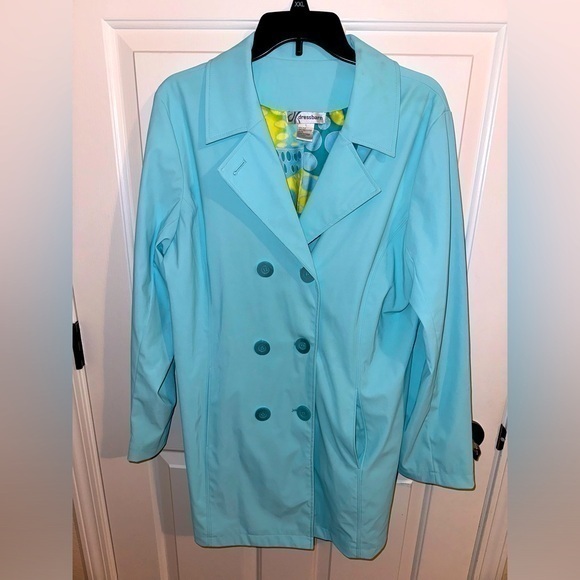 Dressbarn geometric print lined spring raincoat - Picture 1 of 6